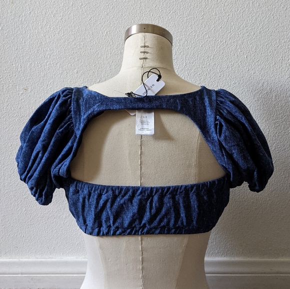 {WeWoreWhat} Brand New Lily Top in Denim Texture - Picture 8 of 11